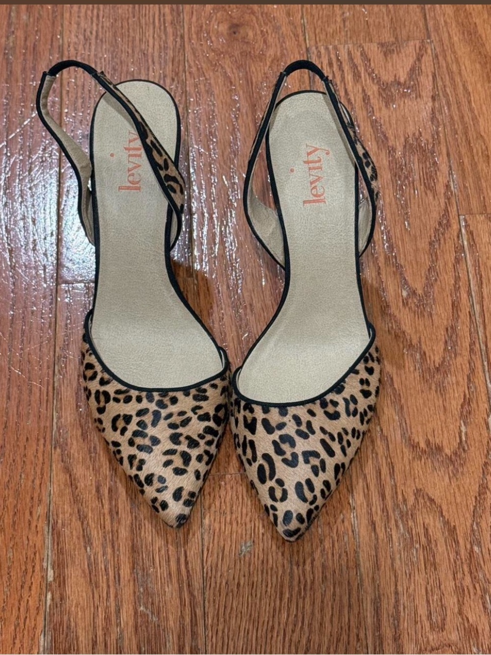 NEW Levity Cheetah Print Point Toe Slingback Heels Size 7.5